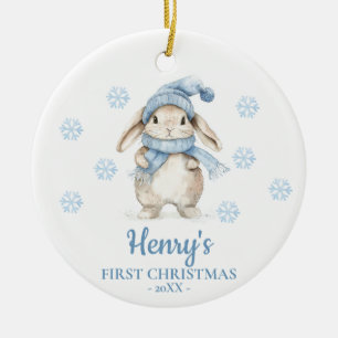 Rabbit Personalized Baby's First Christmas Ceramic Tree Decoration