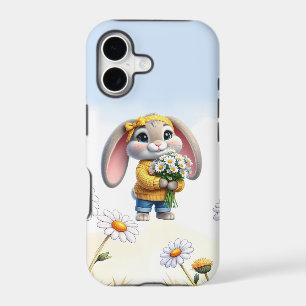 Rabbit pink ears white daisies