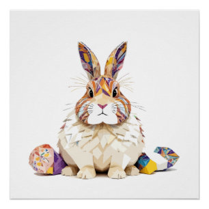 Rabbit Playful Adorable Fun Animal Colourful Joyfu Poster