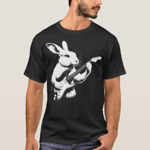 Rabbit Playing Electric Guitar Rock Star Guitarist T-Shirt