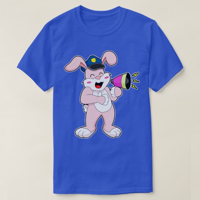 Rabbit Police officer Microphone T-Shirt (Design Front)