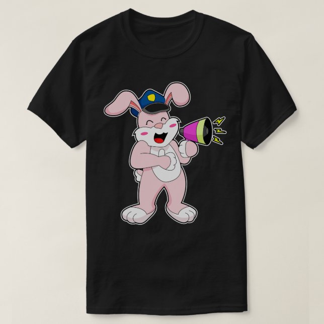 Rabbit Police officer Microphone T-Shirt (Design Front)