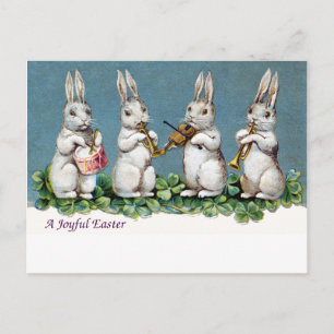 Rabbit Quartet Vintage Easter Holiday Postcard