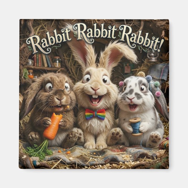 Rabbit Rabbit Rabbit Magnet (Front)