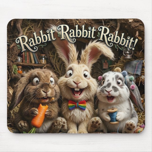 Rabbit Rabbit Rabbit Mouse Mat (Front)