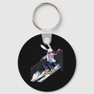 Rabbit Rabbit Skiing Skier Ski Winter Snow  Key Ring