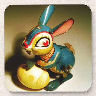 rabbit rabbits toy and easter yellow egg coaster