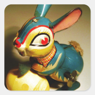 rabbit rabbits toy and easter yellow egg square sticker