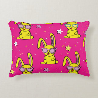 Rabbit Rave: Kids' Pattern Delight Decorative Cushion