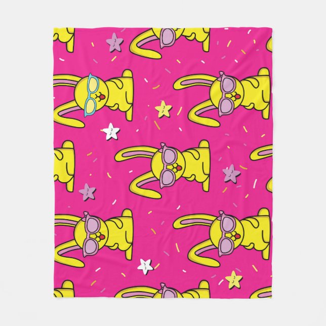 Rabbit Rave: Kids' Pattern Delight Fleece Blanket (Front)