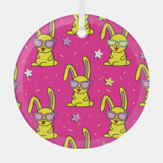 Rabbit Rave: Kids' Pattern Delight Glass Tree Decoration