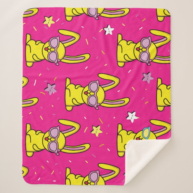 Rabbit Rave: Kids' Pattern Delight Sherpa Blanket (Front)