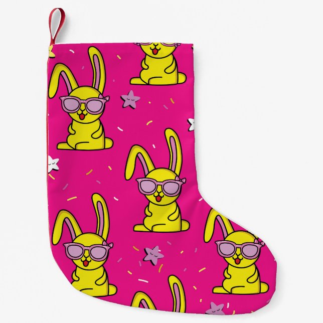 Rabbit Rave: Kids' Pattern Delight Small Christmas Stocking (Front)