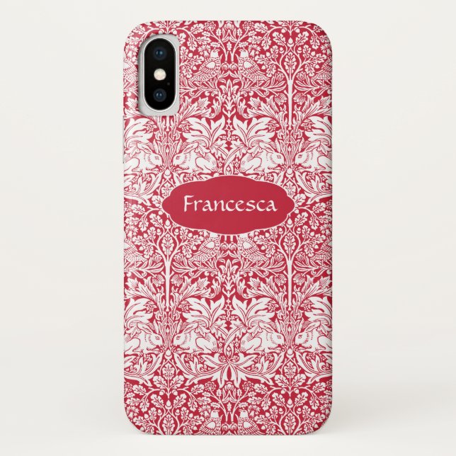 Rabbit Red Pattern Morris Personalised Monogram Case-Mate iPhone Case (Back)