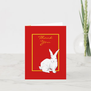 Rabbit red Thank You Note Card