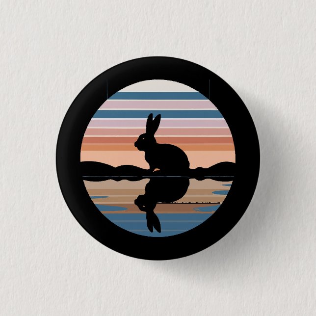 Rabbit Retro Sunset 3 Cm Round Badge (Front)