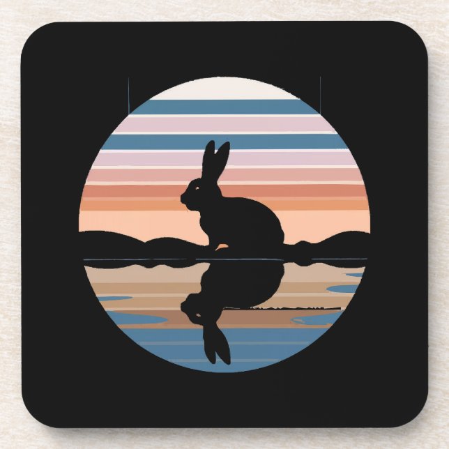 Rabbit Retro Sunset Coaster (Front)