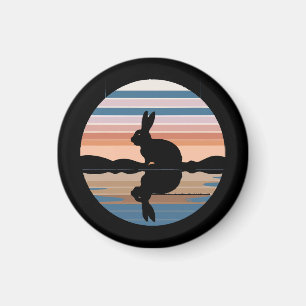Rabbit Retro Sunset Magnet