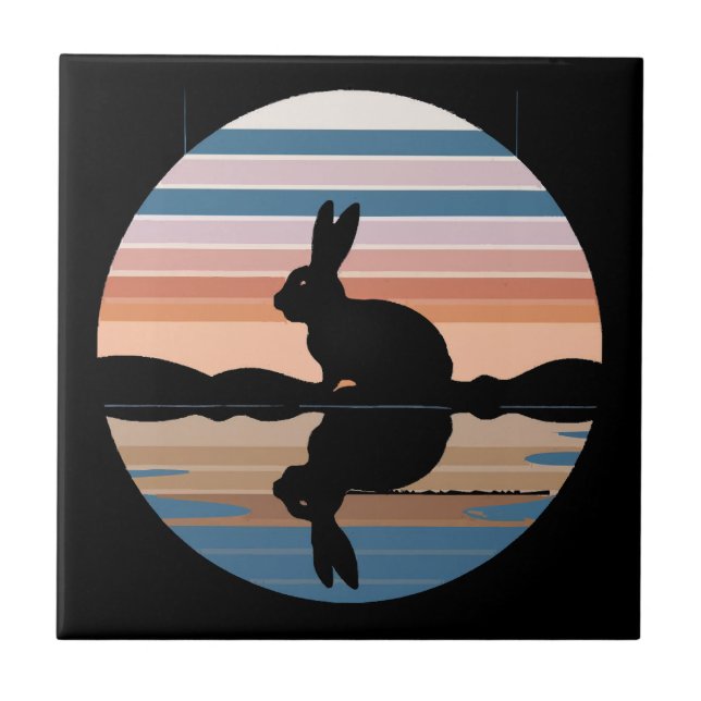 Rabbit Retro Sunset Tile (Front)