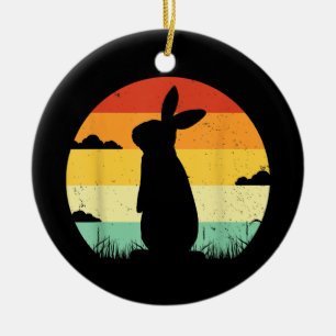 Rabbit Retro Vintage 80s Style Bunny Lover Ceramic Tree Decoration