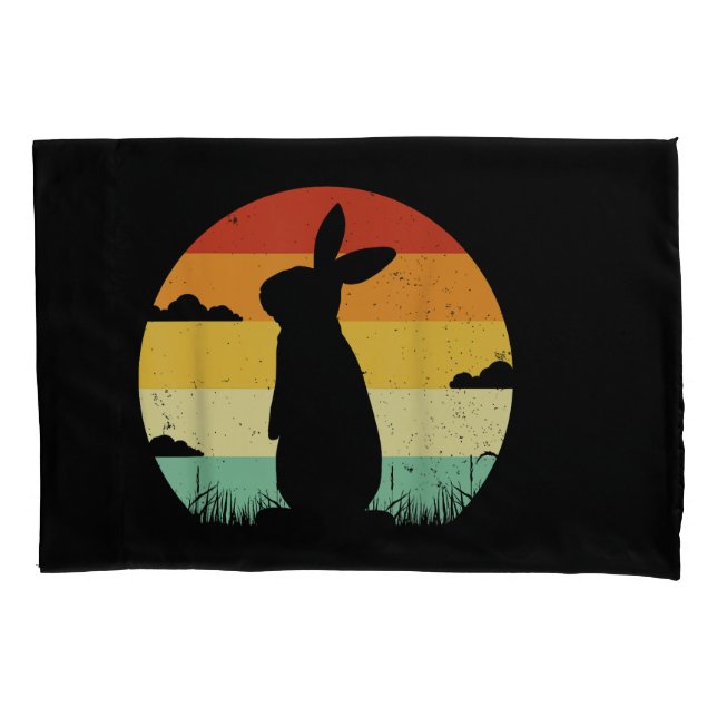 Rabbit Retro Vintage 80s Style Bunny Lover Pillowcase (Front)