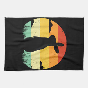 Rabbit Retro Vintage 80s Style Bunny Lover Tea Towel