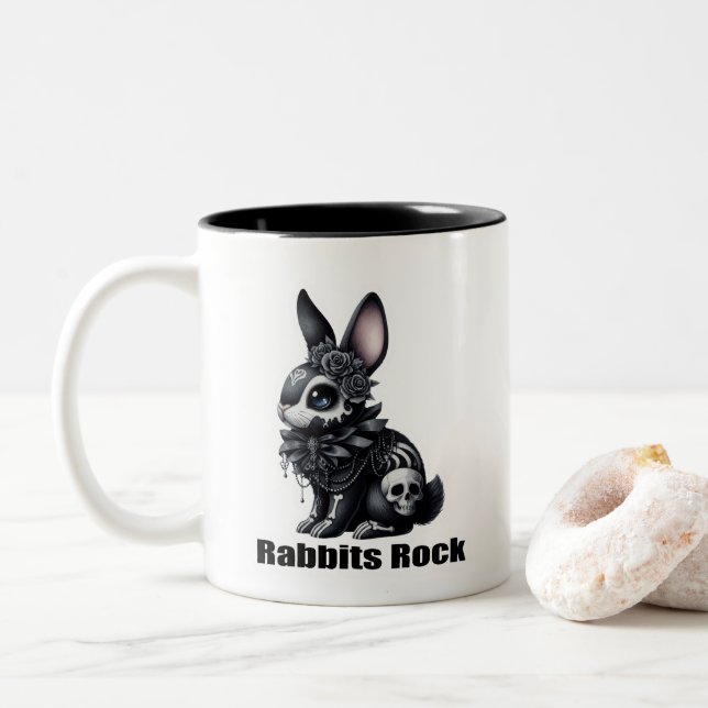 Rabbit Rock Two-Tone Coffee Mug (With Donut)