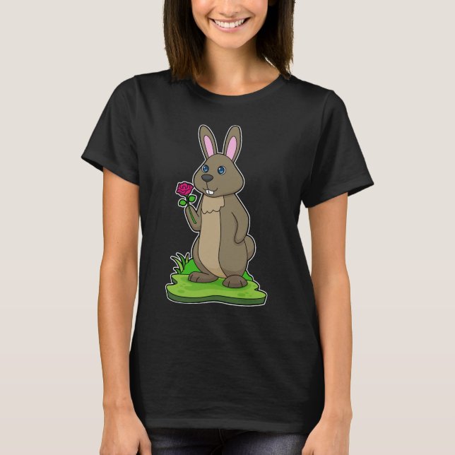 Rabbit Rose Flowers T-Shirt (Front)