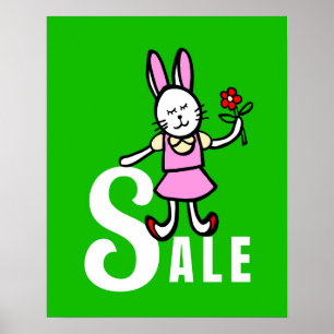 Rabbit Sale Sign, Boutique Poster, Retail Signage Poster