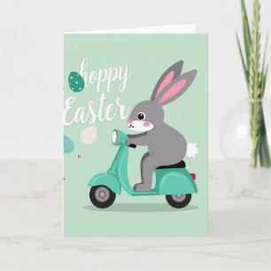 Rabbit Scooter Springtime Card