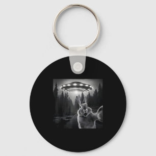 Rabbit Selfie With Ufo - Funny Bunny Graphic Alien Key Ring