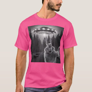 Rabbit Selfie With Ufo - Funny Bunny Graphic Alien T-Shirt