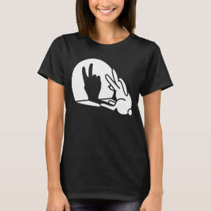 Rabbit shadow hand peace sign hippie Easter bunny T-Shirt