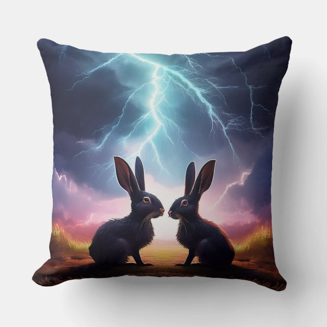 Rabbit Sihouettes  Cushion (Front)