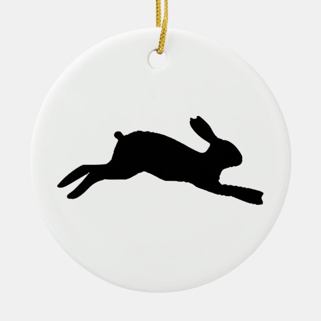 Rabbit Silhouette Ceramic Tree Decoration (Front)