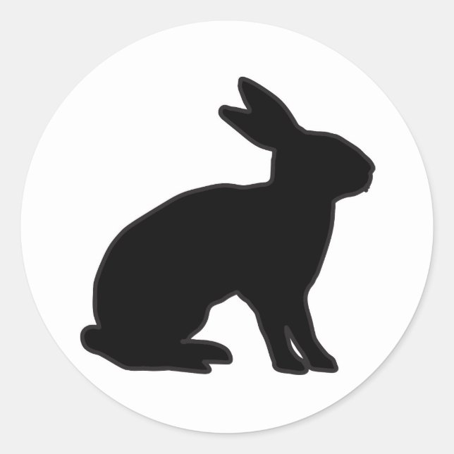 Rabbit Silhouette Classic Round Sticker (Front)