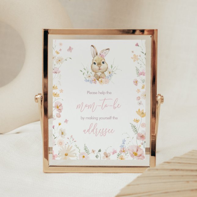 Rabbit Somebunny Baby Shower Envelope Station Poster (Somebunny Rabbit Baby Shower Envelope Station Sign)