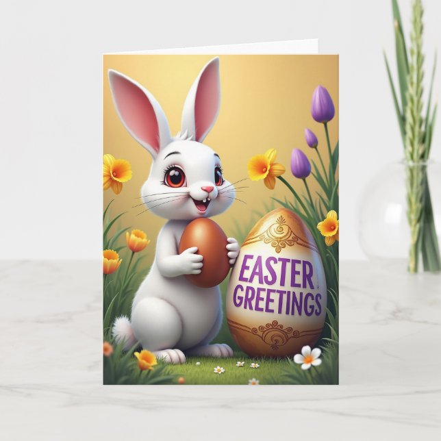 Rabbit Springtime Scene Card (Front)