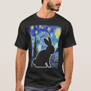 Rabbit Starry Night Bunny Lover Van Gogh Painting T-Shirt