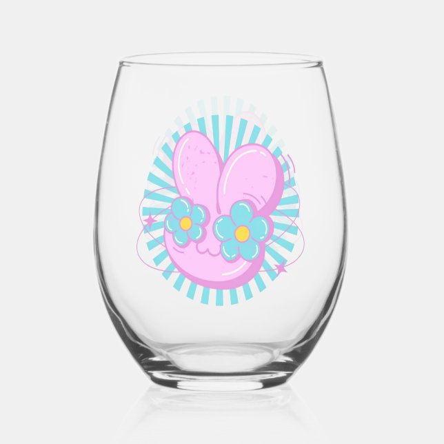 Rabbit Stemless Wine Glass (Front)