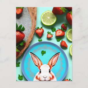Rabbit, Strawberry, Mandala, Postcrossing Postcard