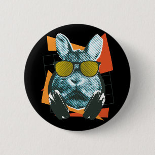 Rabbit Sunglasses, Funny Bunny with Sunglasses 6 Cm Round Badge