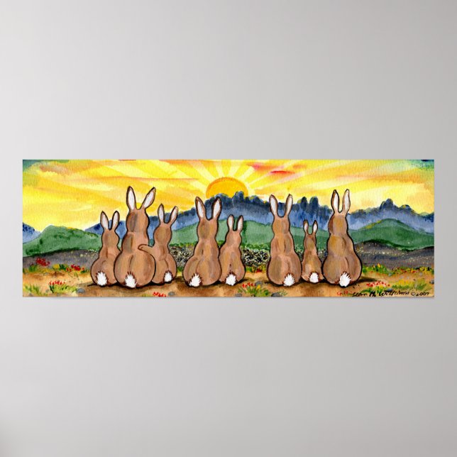 Rabbit Sunrise over Mountains Sunny Yellow Poster (Front)