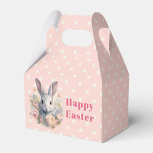 Rabbit Surrounded by Pastel Flowers Cute Easter Favour Box