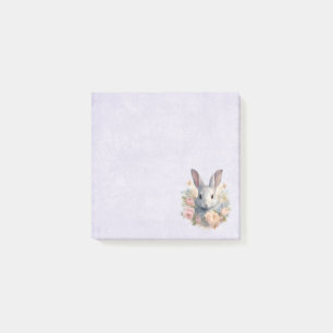 Rabbit Surrounded by Pastel Flowers Cute Post-it Notes
