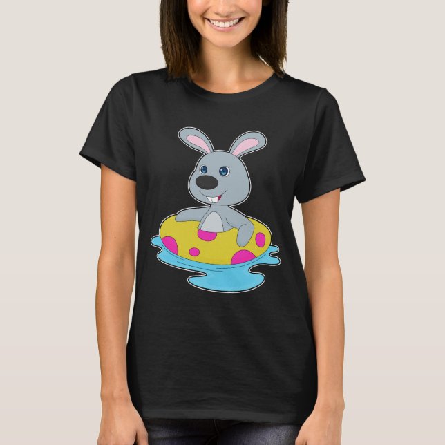 Rabbit Swimming Inflatable float Summer T-Shirt (Front)