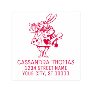 Rabbit Trumpeter Alice in Wonderland Name Address Self-inking Stamp