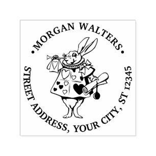 Rabbit Trumpeter Alice in Wonderland Round Address Self-inking Stamp