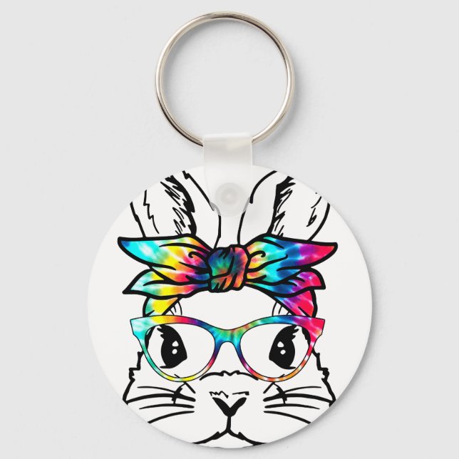 rabbit tye die, retro, vintage key ring (Front)