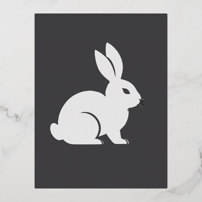 Rabbit Vector Art Animal Modern Urban City Graphic Foil Holiday Postcard (Front)